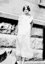 Beatrice Hotchkin in front of what may be her school.