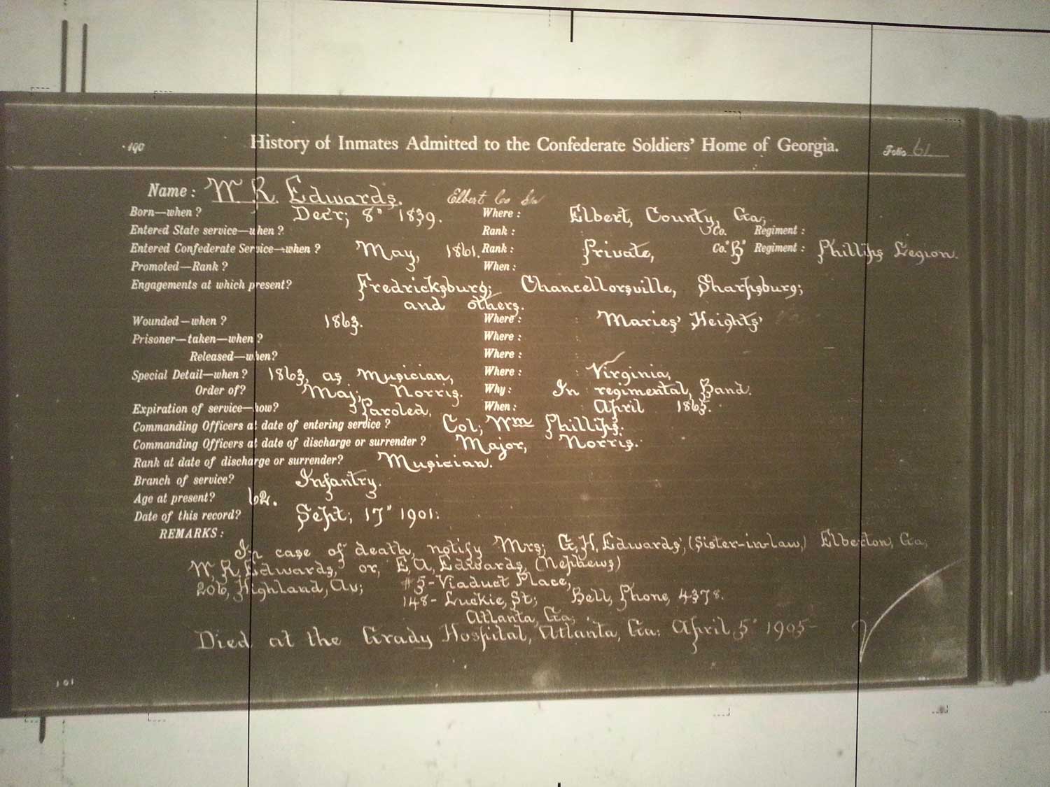 Service Record of William Ruben Edwards
