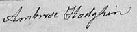 Signature of Ambrose Hotchkiss from his Revolutionary War Files