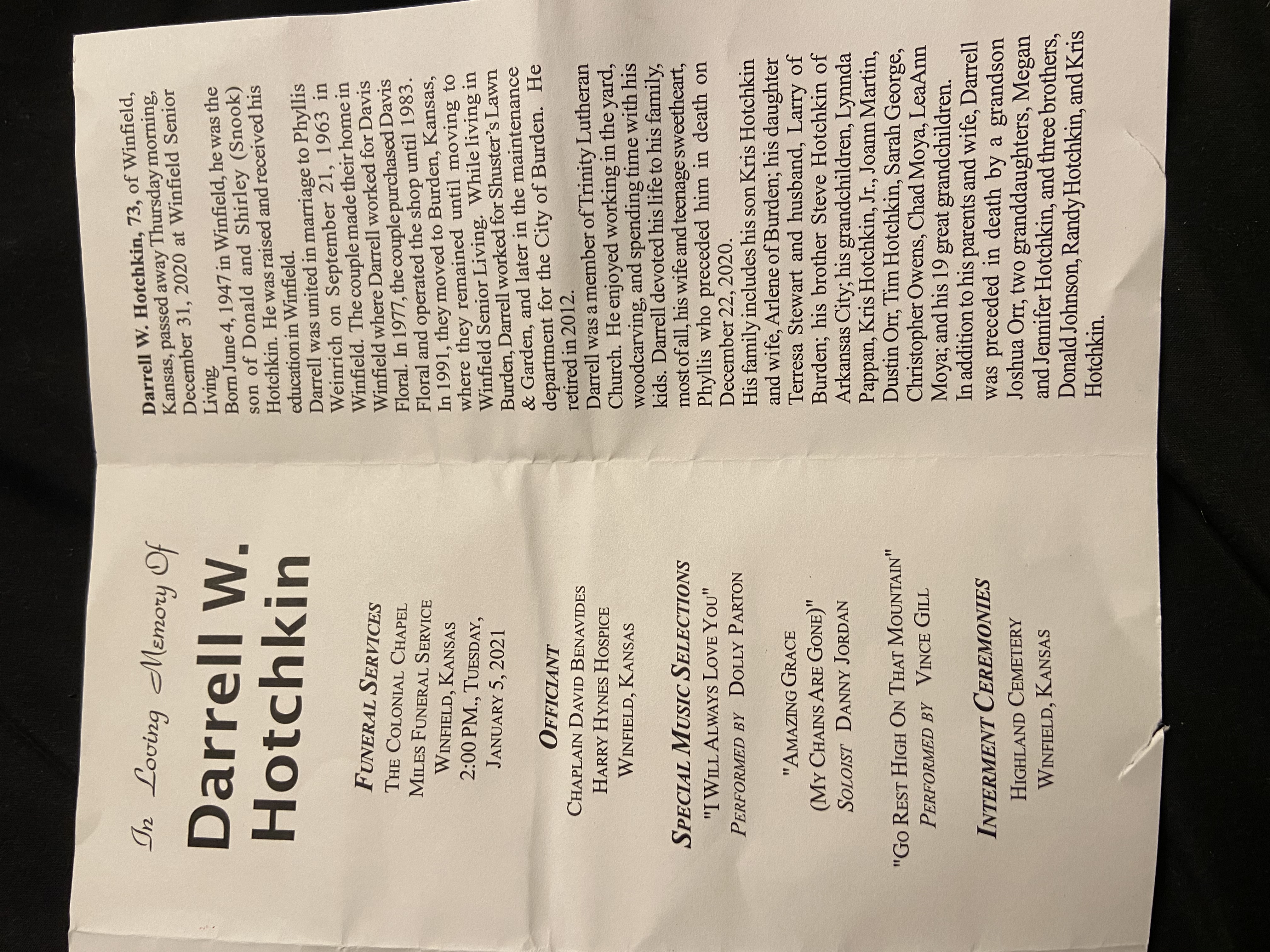 Darrell Wayne Hotchkin Obituary