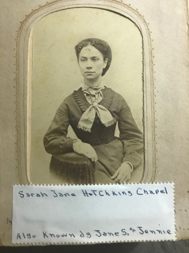 Sarah Jane Hotchkin Chapel
wife of Thaddeus S Chapel
dau of Thomas H Hotchkin