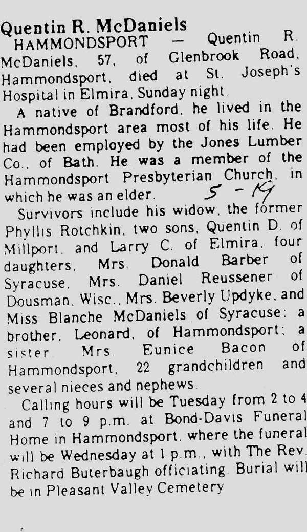 Obituary of Quinten R McDaniel