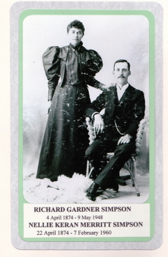 Richard Gardener Simpson 1874-1948
wife Nellie Keran Merritt 1874-1960